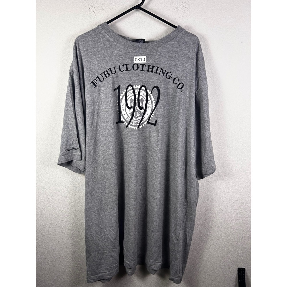 FUBU Clothing Co 1992 Embroidered T-Shirt Mens 3XL Heather Gray Short Sleeve Tee